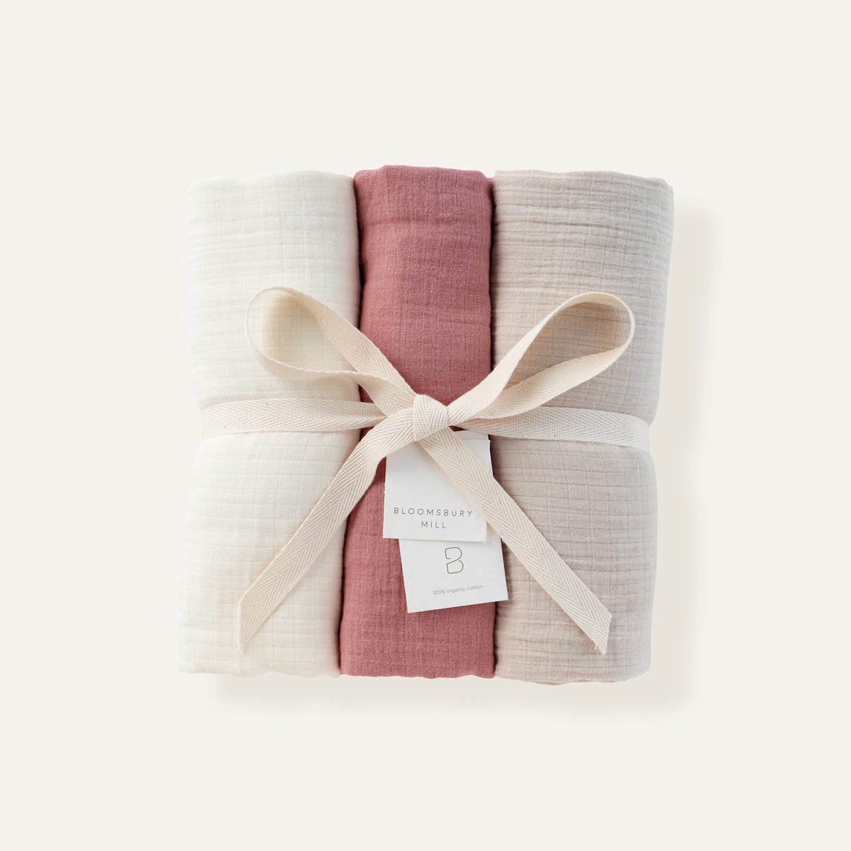 Soft Blush Muslin Swaddles · 3-Pack