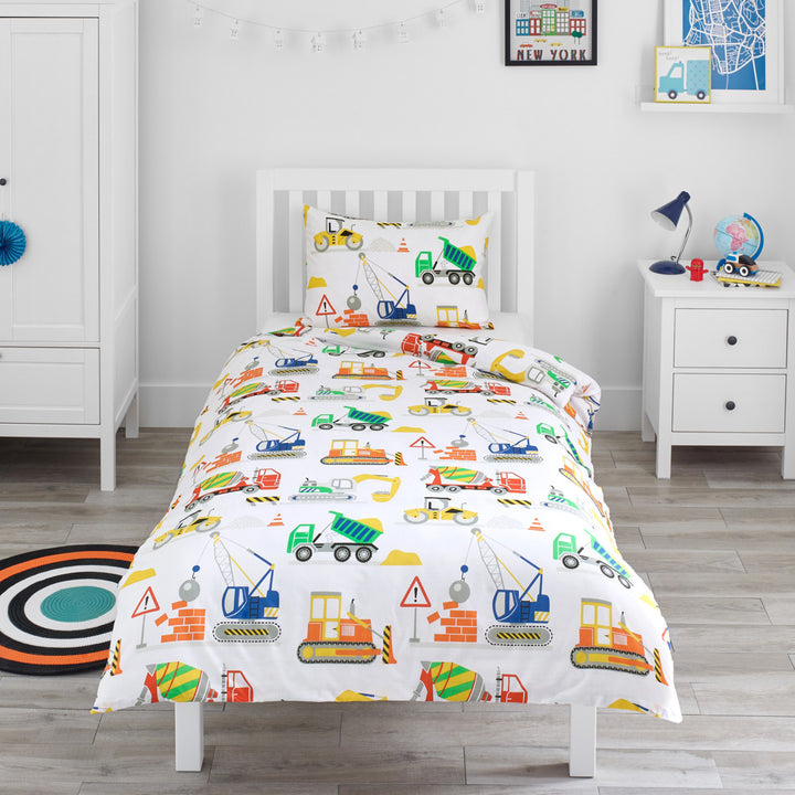 Construction Vehicles Cot Bed Duvet Set Bloomsbury Mill Ltd