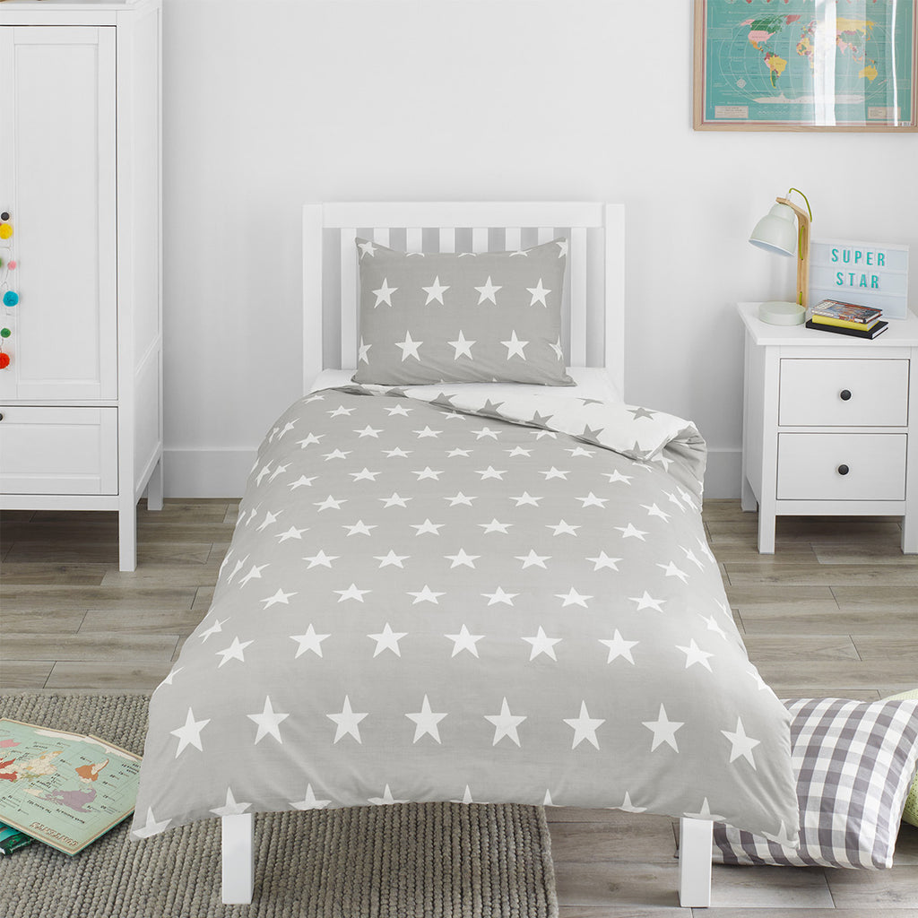 Grey White Stars Cot Bed Duvet Set Bloomsbury Mill Ltd